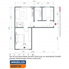 Grundriss 2-Raum Wohnung am Werner Park
